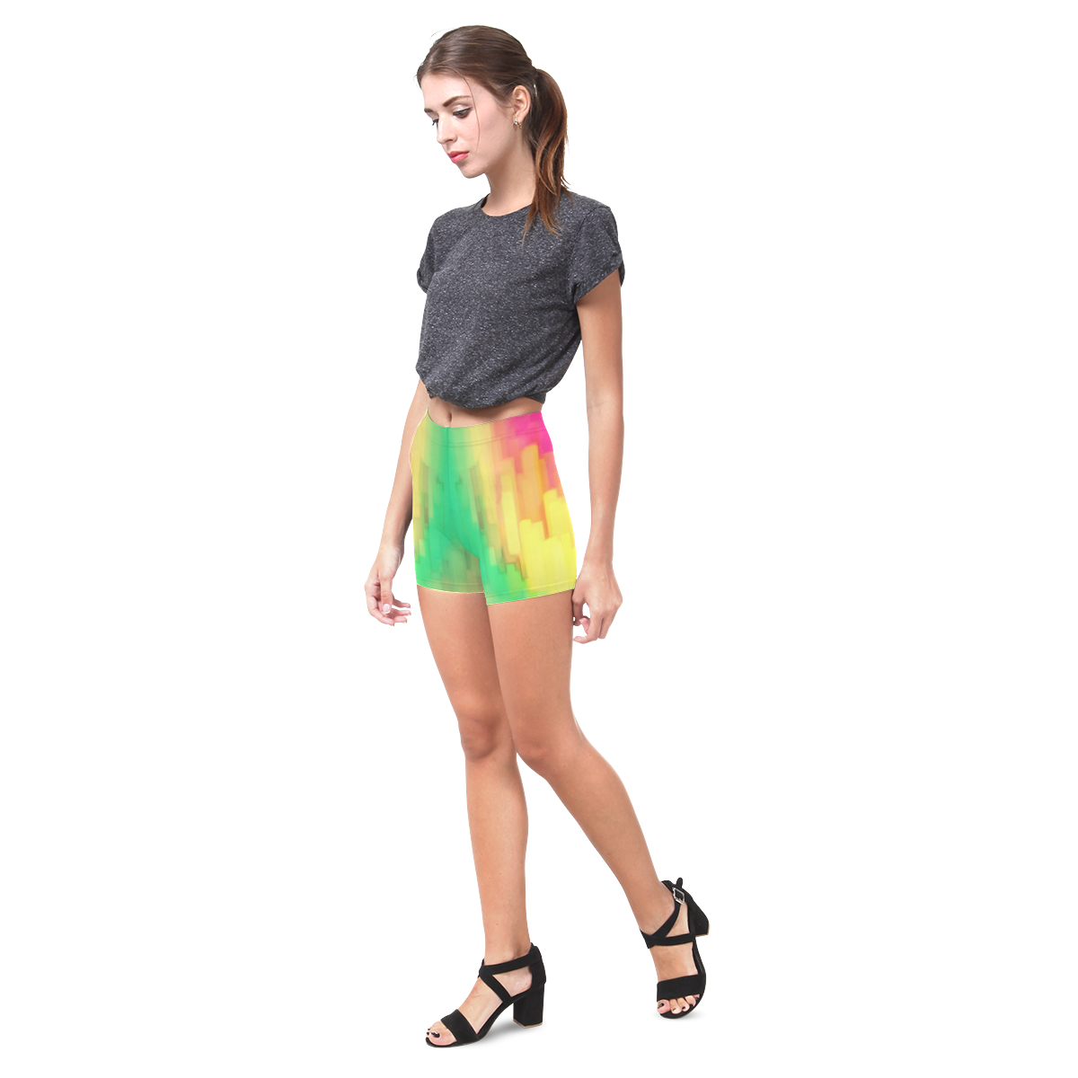 Pastel shapes painting Briseis Skinny Shorts (Model L04)