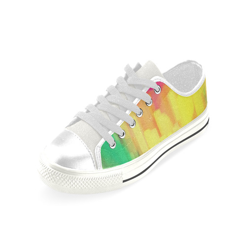 Pastel shapes painting Low Top Canvas Shoes for Kid (Model 018)