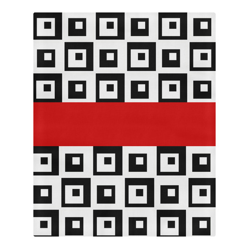 Black & White Cubes & Red 3-Piece Bedding Set