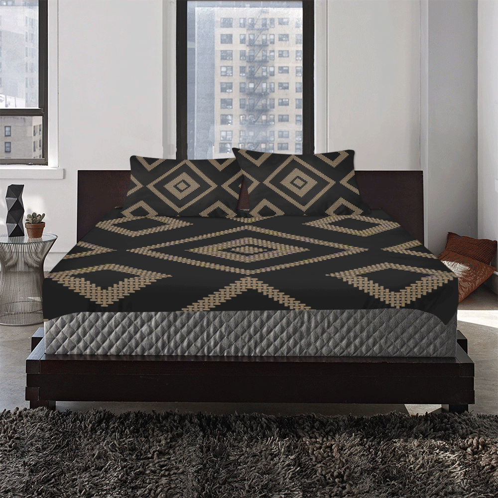 black and tan diamond 3-Piece Bedding Set