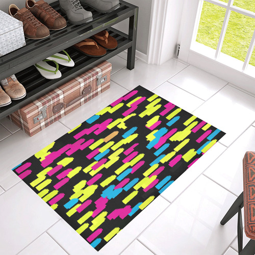 Colorful strokes on a black background Azalea Doormat 30" x 18" (Sponge Material)