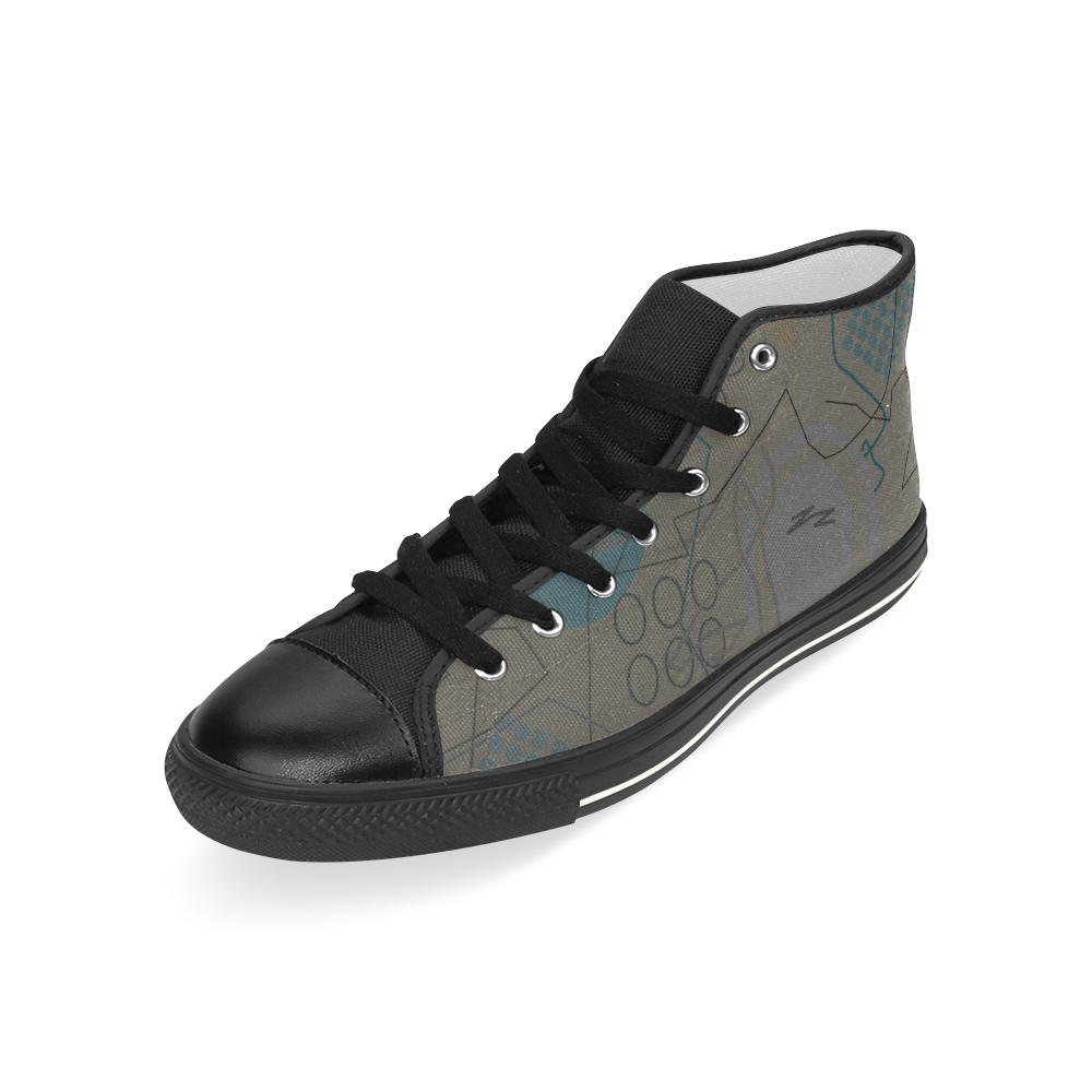 Abstract 8 brown Men’s Classic High Top Canvas Shoes (Model 017)