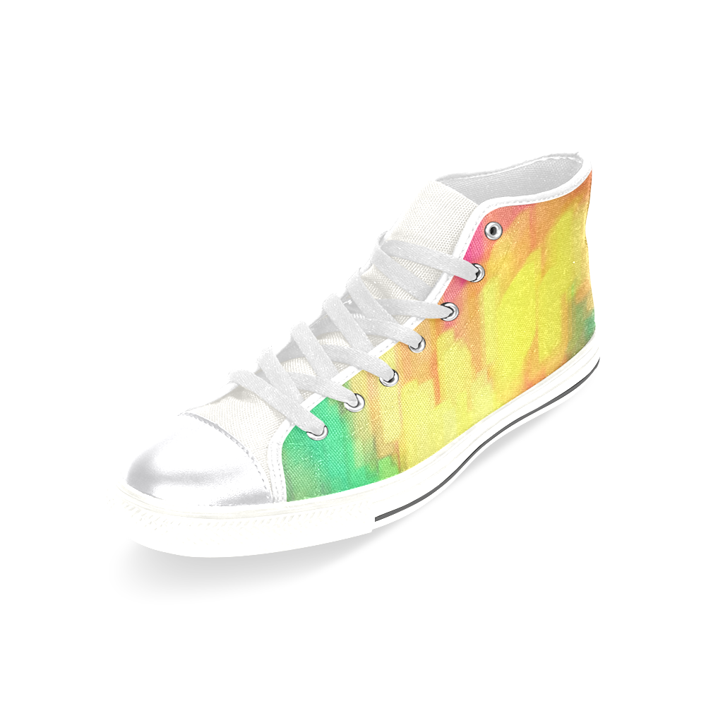 Pastel shapes painting Women's Classic High Top Canvas Shoes (Model 017)