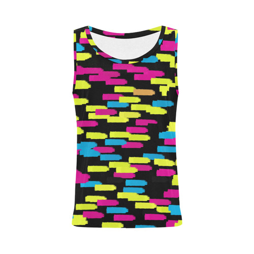 Colorful strokes on a black background All Over Print Tank Top for Women (Model T43)