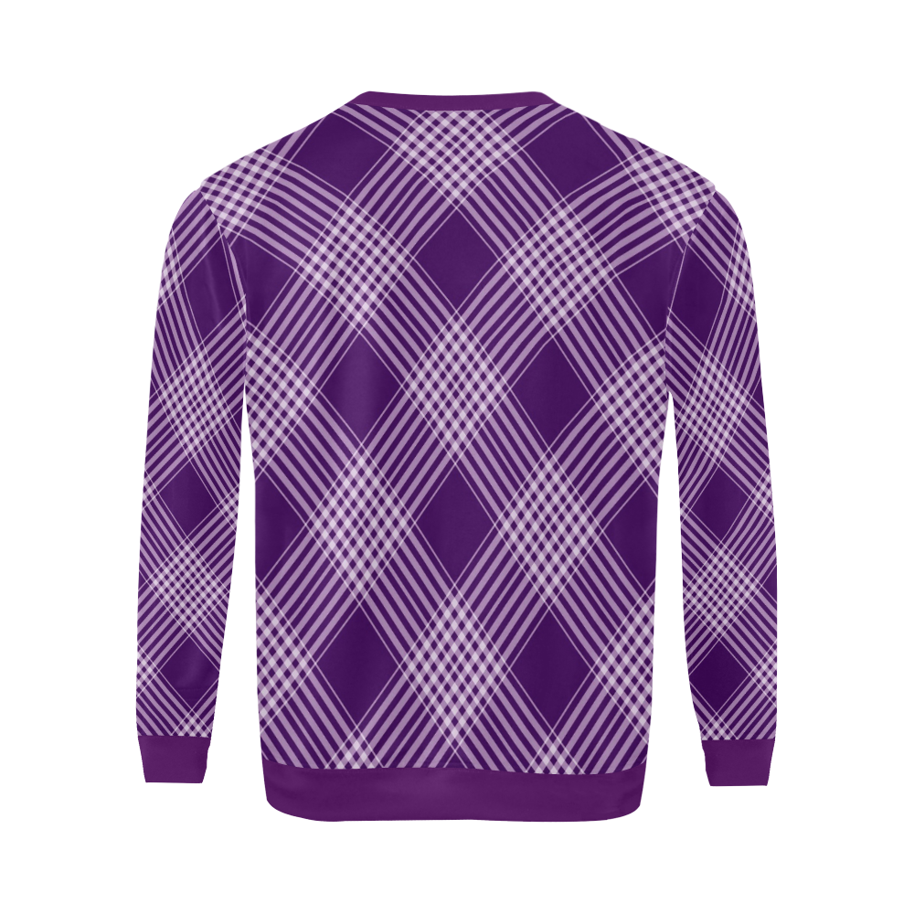 Royal Purple And White Plaid All Over Print Crewneck Sweatshirt for Men (Model H18)