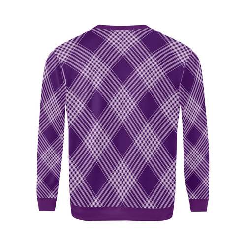 Royal Purple And White Plaid All Over Print Crewneck Sweatshirt for Men (Model H18)