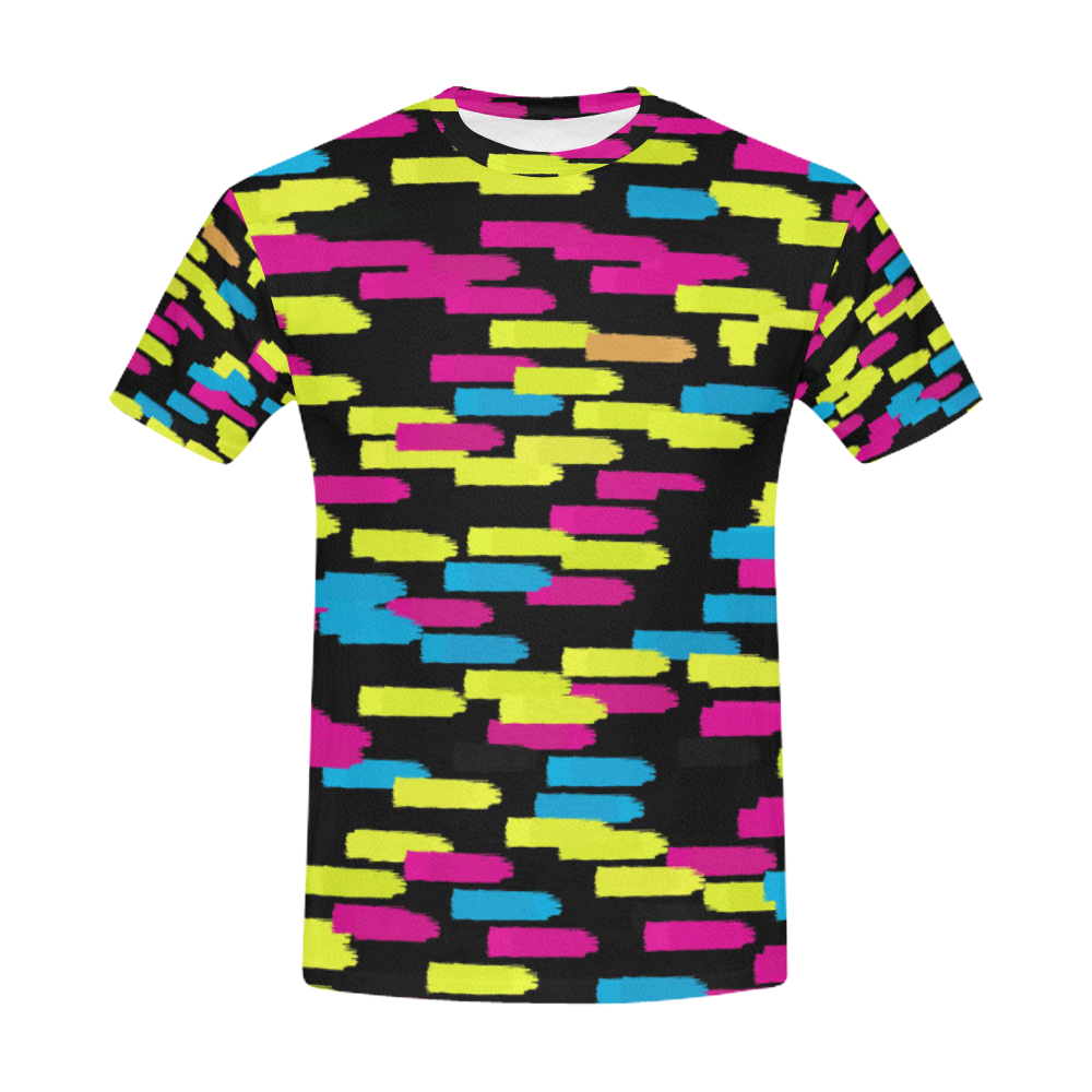 Colorful strokes on a black background All Over Print T-Shirt for Men (USA Size) (Model T40)