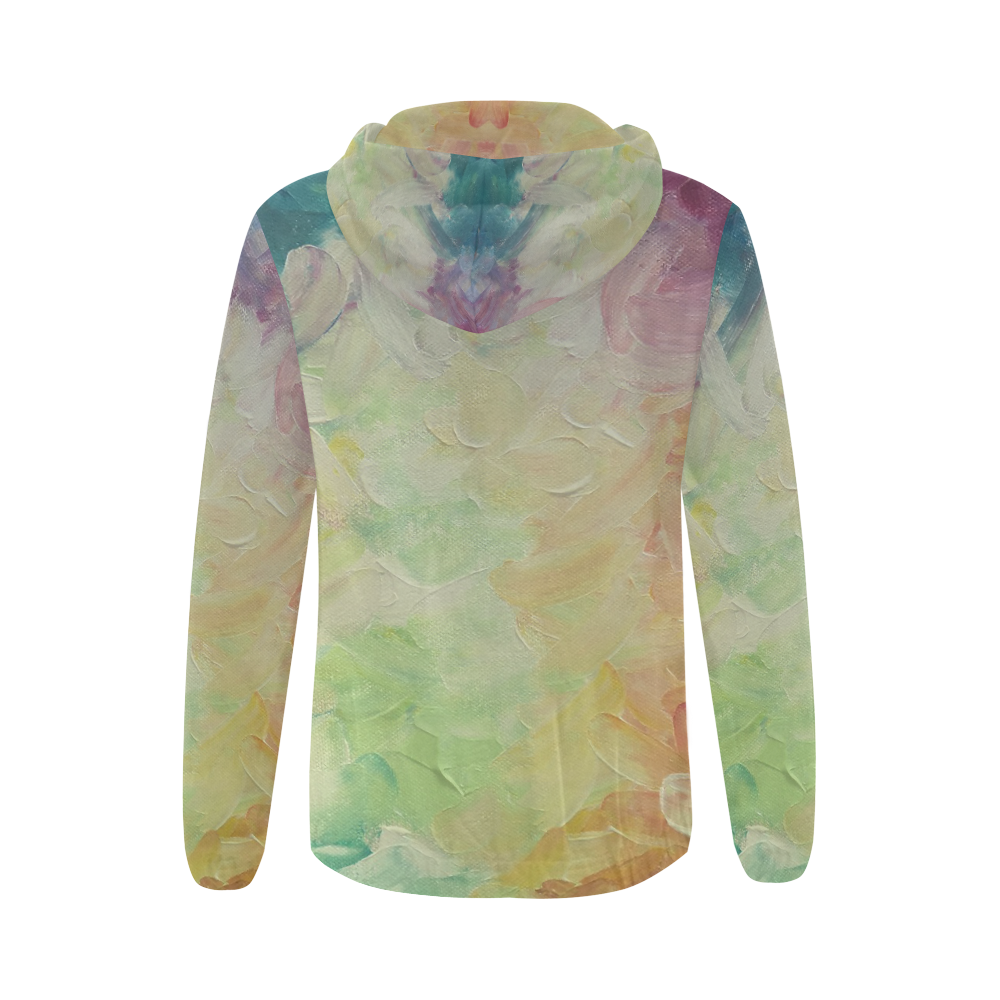 Painted canvas All Over Print Full Zip Hoodie for Women (Model H14)