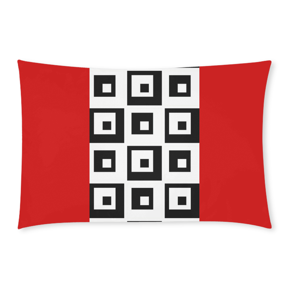 Black & White Cubes & Red 3-Piece Bedding Set