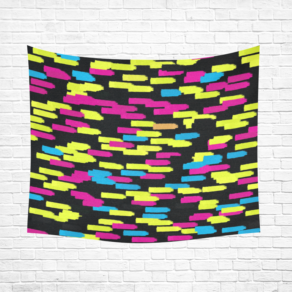 Colorful strokes on a black background Cotton Linen Wall Tapestry 60"x 51"