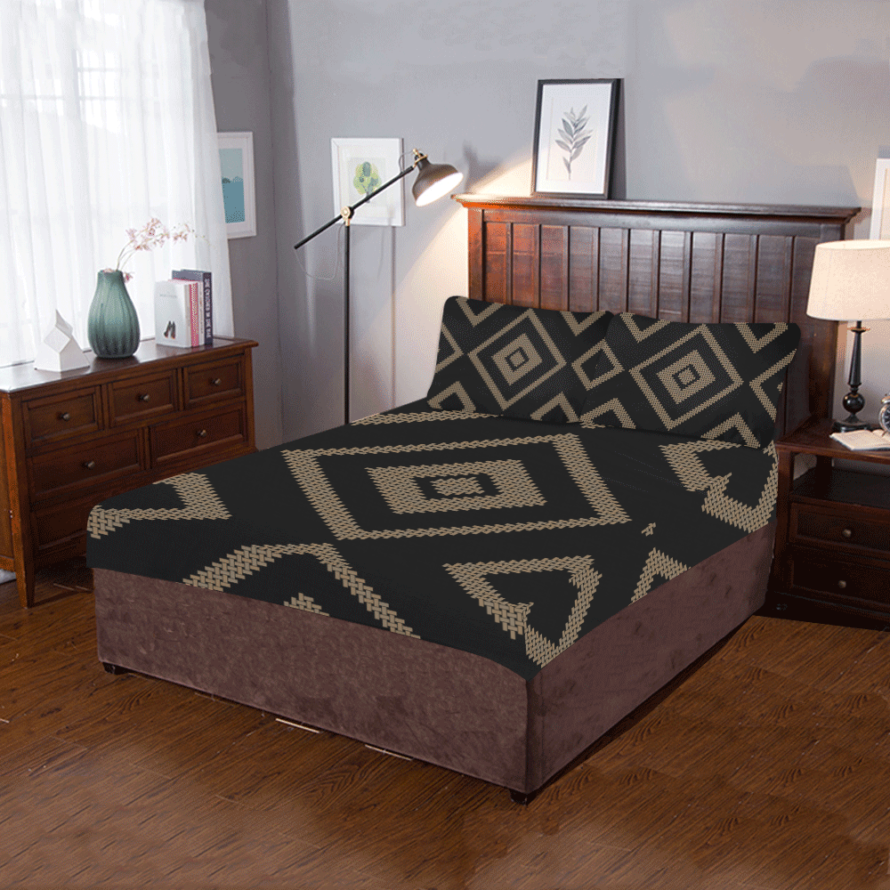 black and tan diamond 3-Piece Bedding Set
