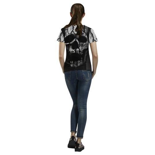 Black and grey nightmare All Over Print T-Shirt for Women (USA Size) (Model T40)