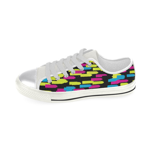 Colorful strokes on a black background Women's Classic Canvas Shoes (Model 018)