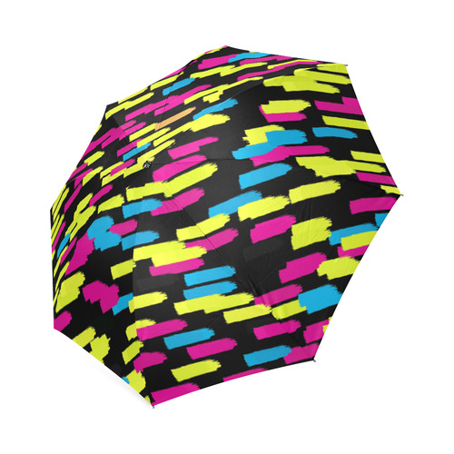 Colorful strokes on a black background Foldable Umbrella (Model U01)