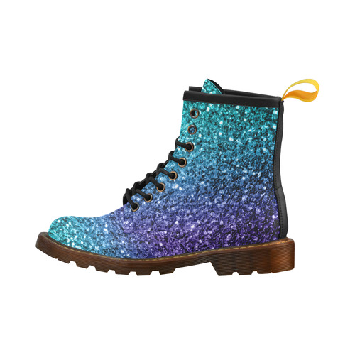 Beautiful Aqua blue Ombre glitter sparkles High Grade PU Leather Martin Boots For Women Model 402H