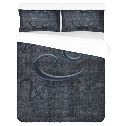 Astrology Zodiac Sign Cancer in Grunge Style 3-Piece Bedding Set