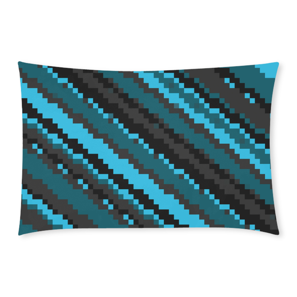 Gray and Teal Pixels 3-Piece Bedding Set