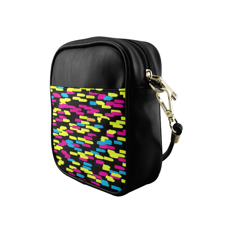 Colorful strokes on a black background Sling Bag (Model 1627)