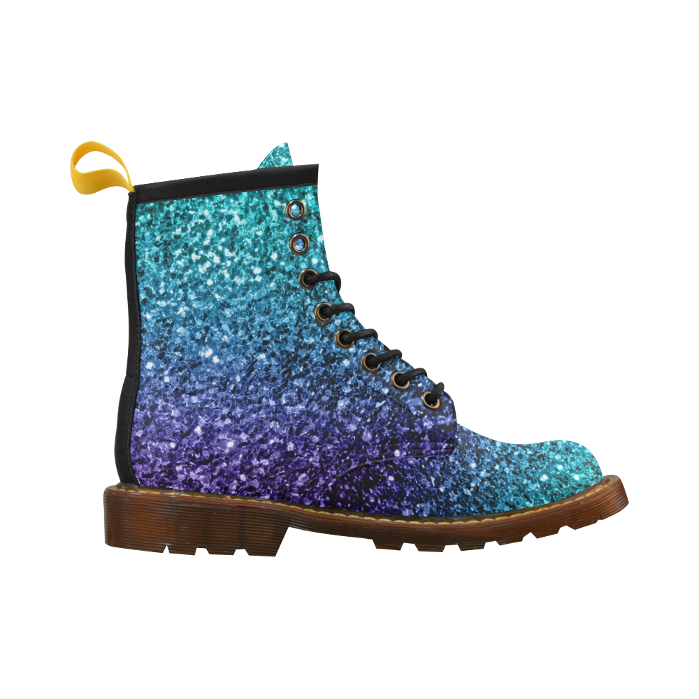 Beautiful Aqua blue Ombre glitter sparkles High Grade PU Leather Martin Boots For Women Model 402H