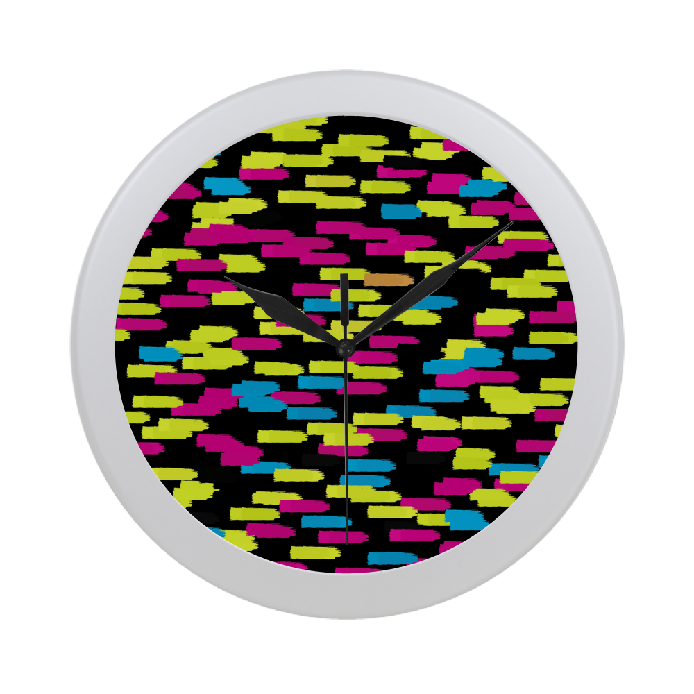 Colorful strokes on a black background Circular Plastic Wall clock