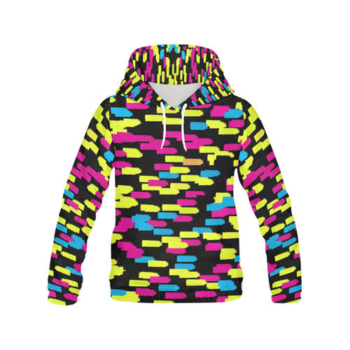 Colorful strokes on a black background All Over Print Hoodie for Women (USA Size) (Model H13)