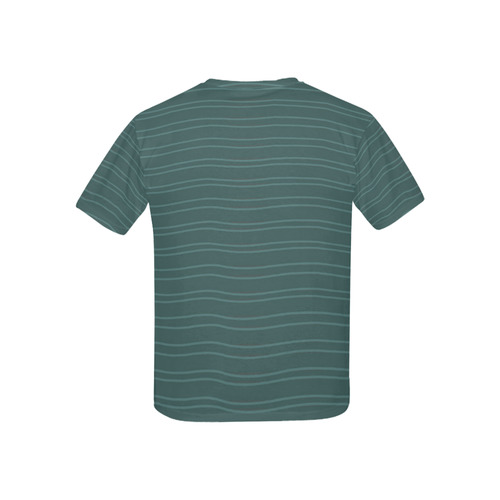 Dark Green Wavy Stripe Kids' All Over Print T-shirt (USA Size) (Model T40)