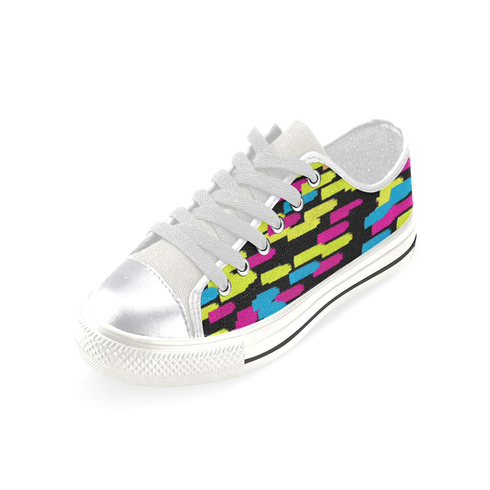 Colorful strokes on a black background Women's Classic Canvas Shoes (Model 018)