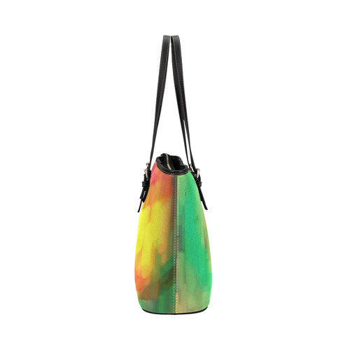 Pastel shapes painting Leather Tote Bag/Large (Model 1651)