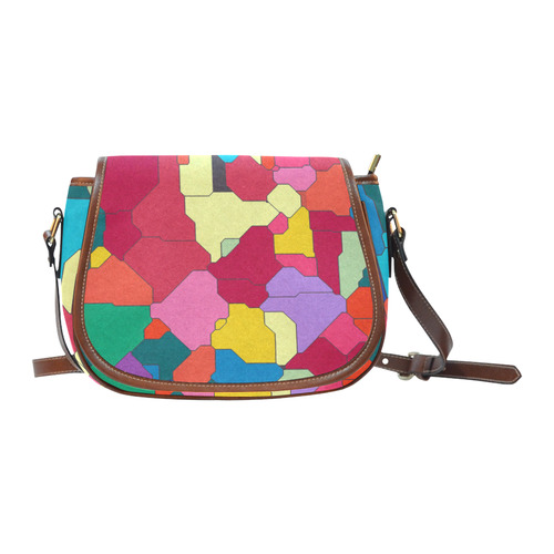 Colorful leather pieces Saddle Bag/Large (Model 1649)