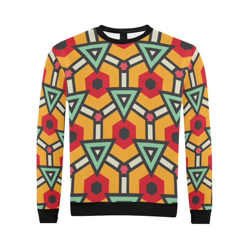 Triangles and hexagons pattern All Over Print Crewneck Sweatshirt for Men (Model H18)