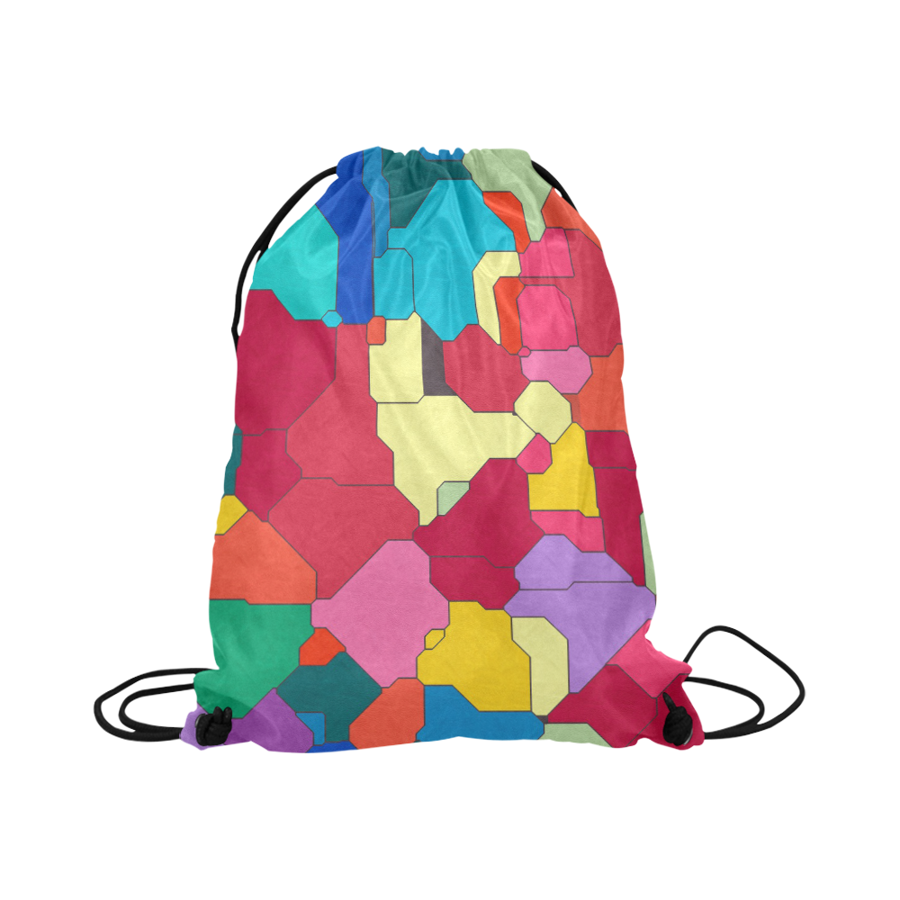 Colorful leather pieces Large Drawstring Bag Model 1604 (Twin Sides)  16.5"(W) * 19.3"(H)
