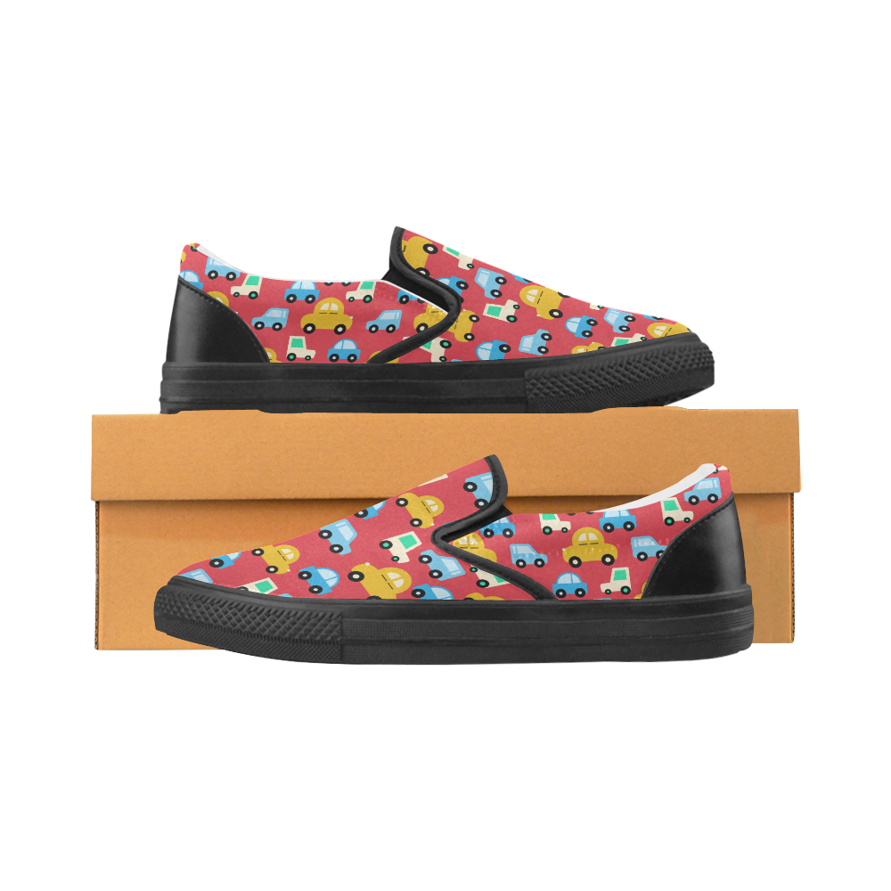 cartoon cars Slip-on Canvas Shoes for Men/Large Size (Model 019)