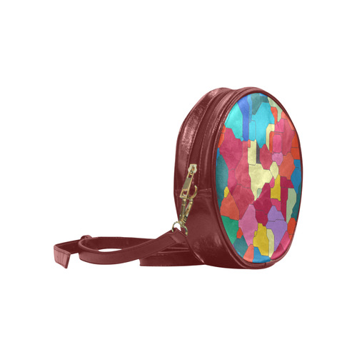 Colorful leather pieces Round Sling Bag (Model 1647)