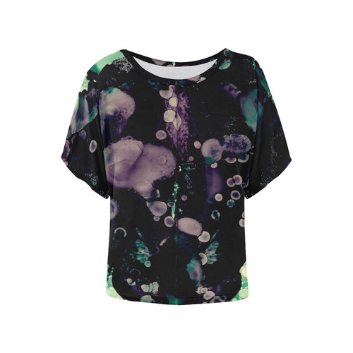 "Mid-Nite" Women's Batwing-Sleeved Blouse T shirt (Model T44)