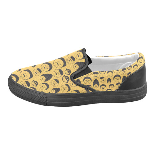 yellow emotion faces Men's Unusual Slip-on Canvas Shoes (Model 019)