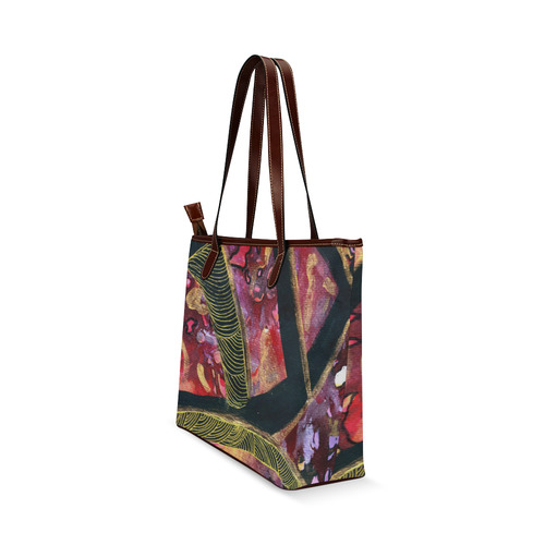 Purple Pink Black and gold Abstract Shoulder Tote Bag (Model 1646)