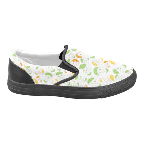 green smiley faces Men's Unusual Slip-on Canvas Shoes (Model 019)