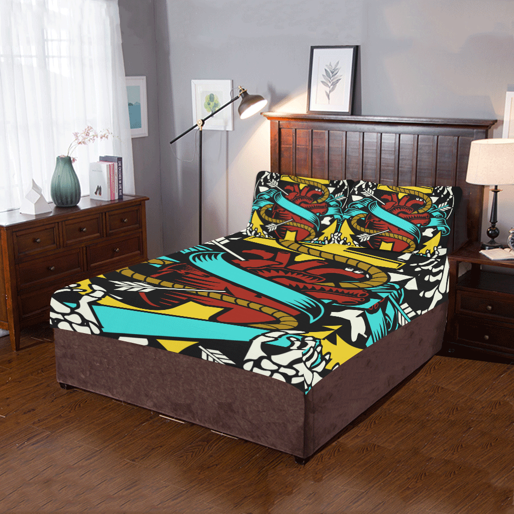 Heart And Anchor Modern 3-Piece Bedding Set