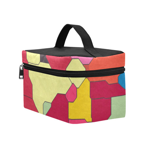 Colorful leather pieces Cosmetic Bag/Large (Model 1658)
