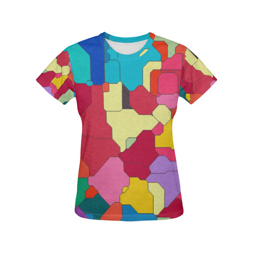 Colorful leather pieces All Over Print T-Shirt for Women (USA Size) (Model T40)