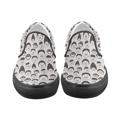 black and white emotion faces Men's Unusual Slip-on Canvas Shoes (Model 019)