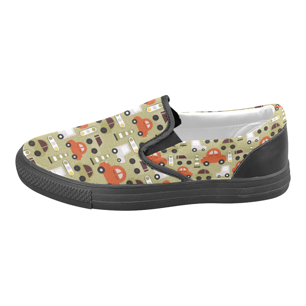 toy cars pattern Men's Unusual Slip-on Canvas Shoes (Model 019)