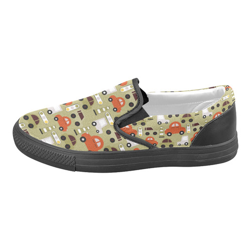 toy cars pattern Men's Unusual Slip-on Canvas Shoes (Model 019)