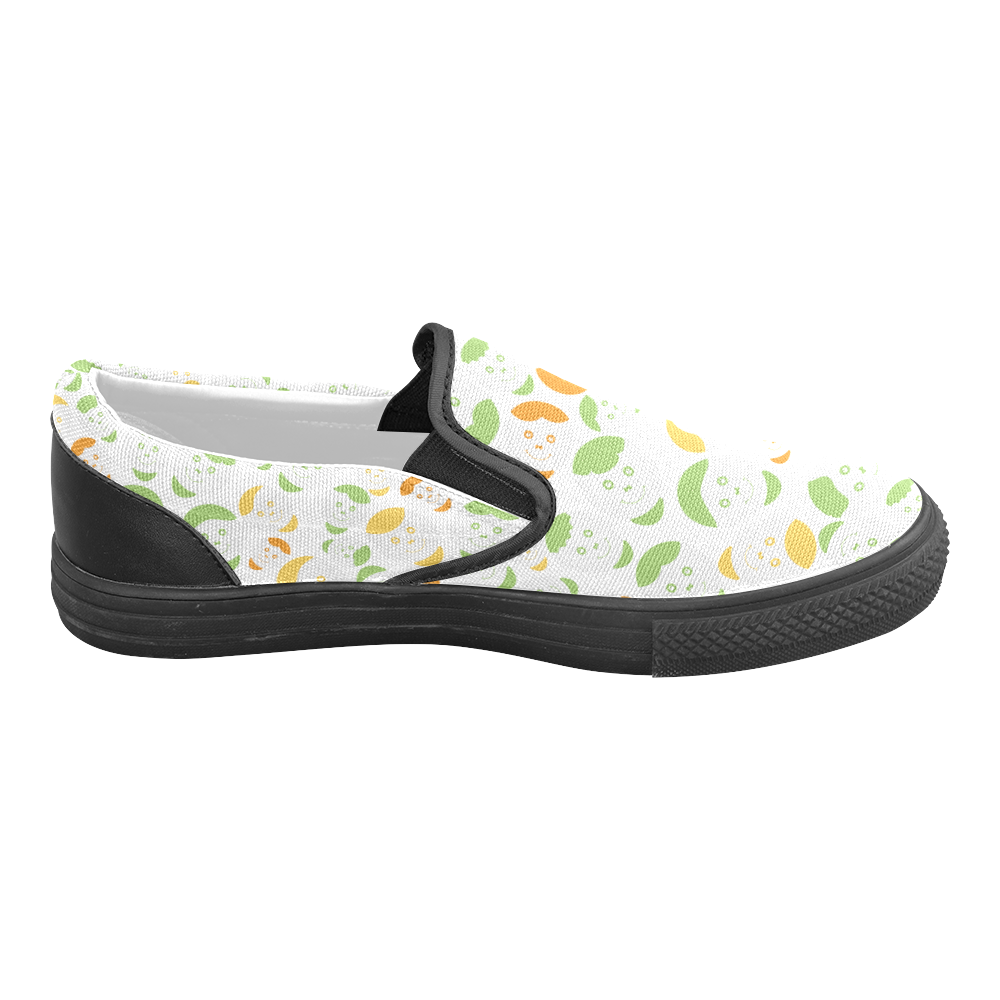green smiley faces Men's Slip-on Canvas Shoes (Model 019)