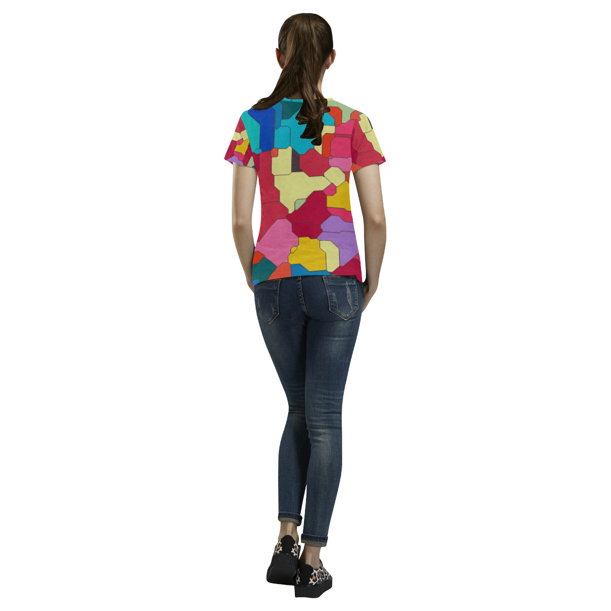 Colorful leather pieces All Over Print T-Shirt for Women (USA Size) (Model T40)