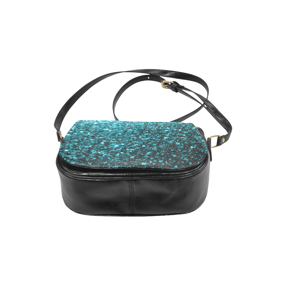 Beautiful Aqua blue glitter sparkles Classic Saddle Bag/Large (Model 1648)