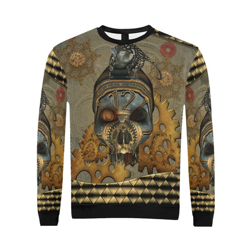 Awesome steampunk skull All Over Print Crewneck Sweatshirt for Men/Large (Model H18)