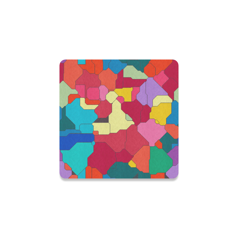 Colorful leather pieces Square Coaster