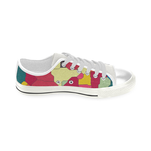 Colorful leather pieces Low Top Canvas Shoes for Kid (Model 018)