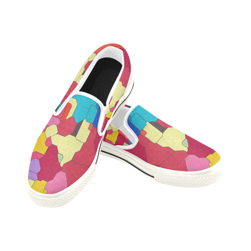Colorful leather pieces Slip-on Canvas Shoes for Kid (Model 019)